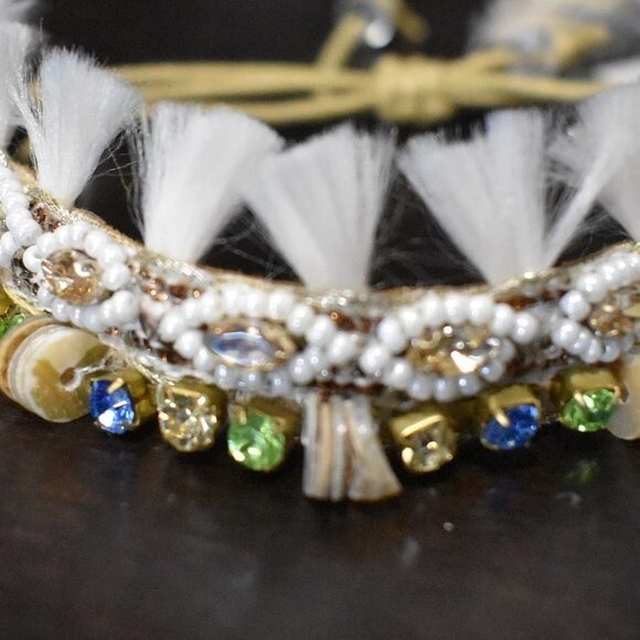 Deepa Gurnani Handmade Cotton Bracelet Boho Beaded India Ethnic Statement - Picture 15 of 15